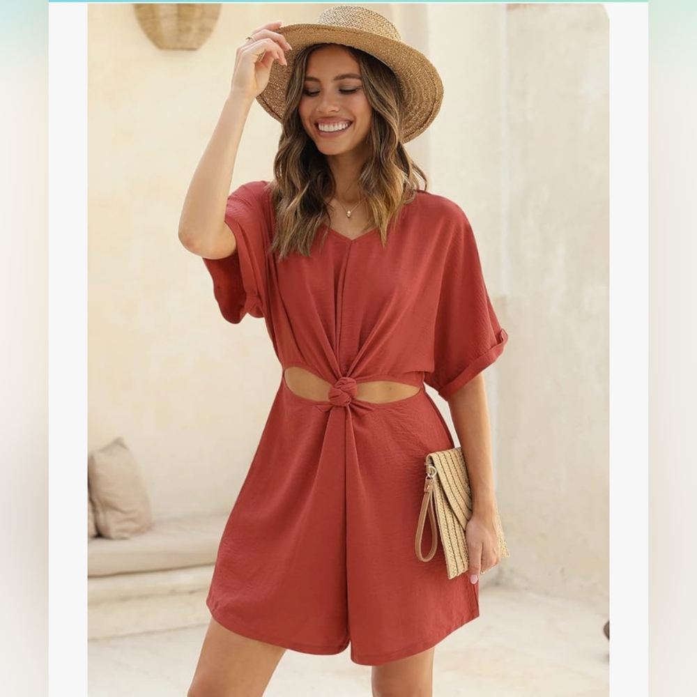 NWT Deep Rust Red Romper Size XL